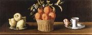 Francisco de Zurbaran still life with lemons,oranges and a rose oil on canvas